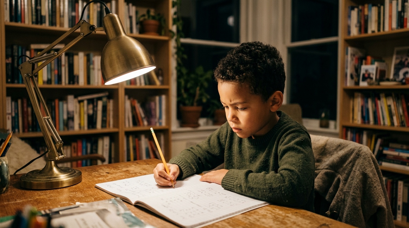 Kind lernt am Schreibtisch