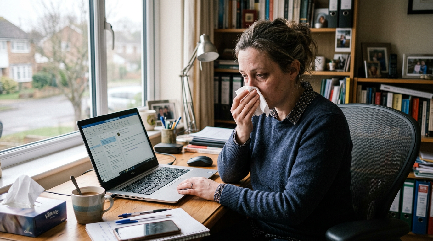 Kranke Person am Laptop